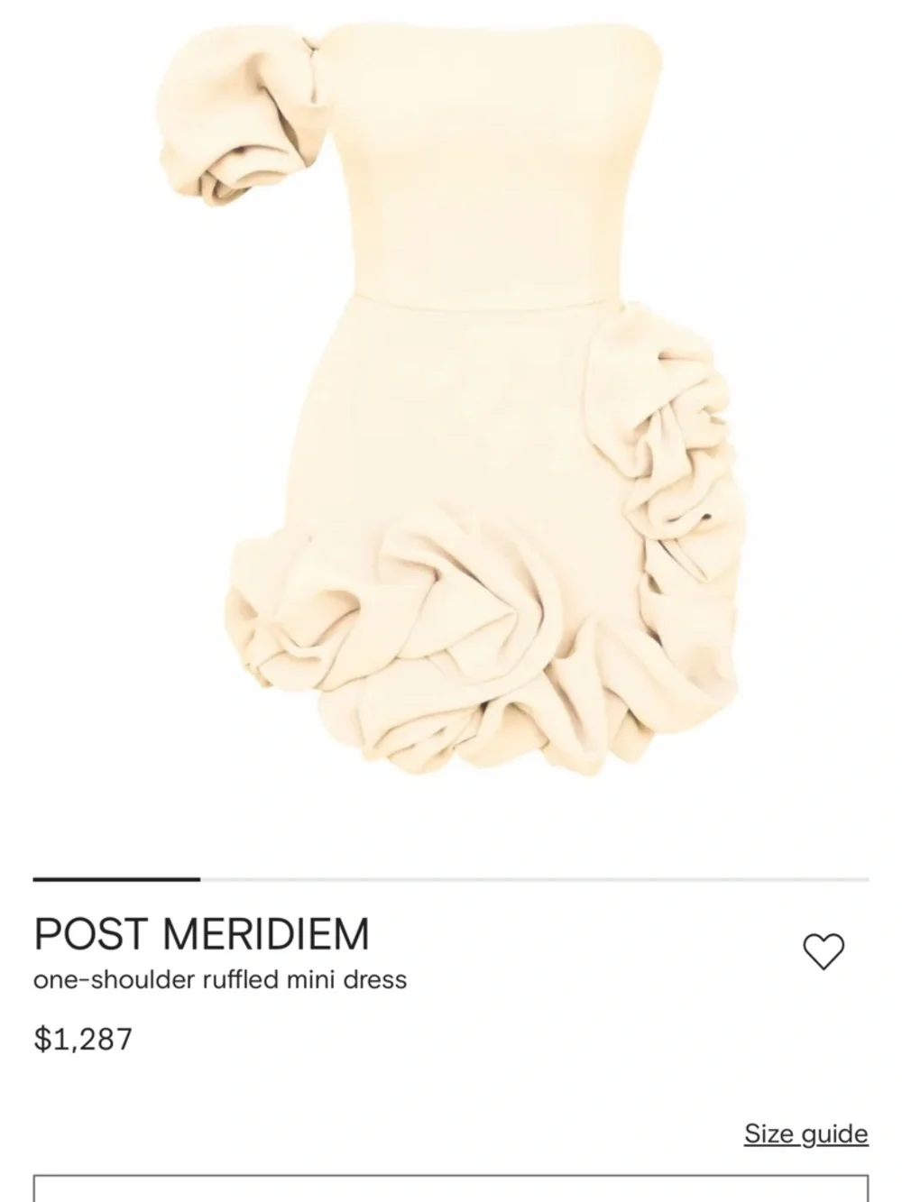 One-Shoulder Ivory Ruffle Mini Dress - Picture 3 of 3
